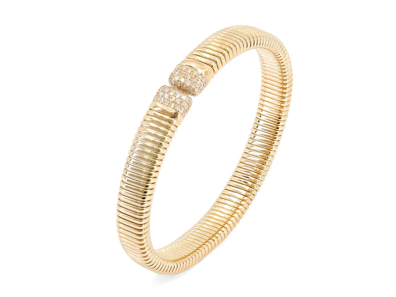Tubogas Bracelet with Diamonds, Medium, by Beladora, in 18K Gold