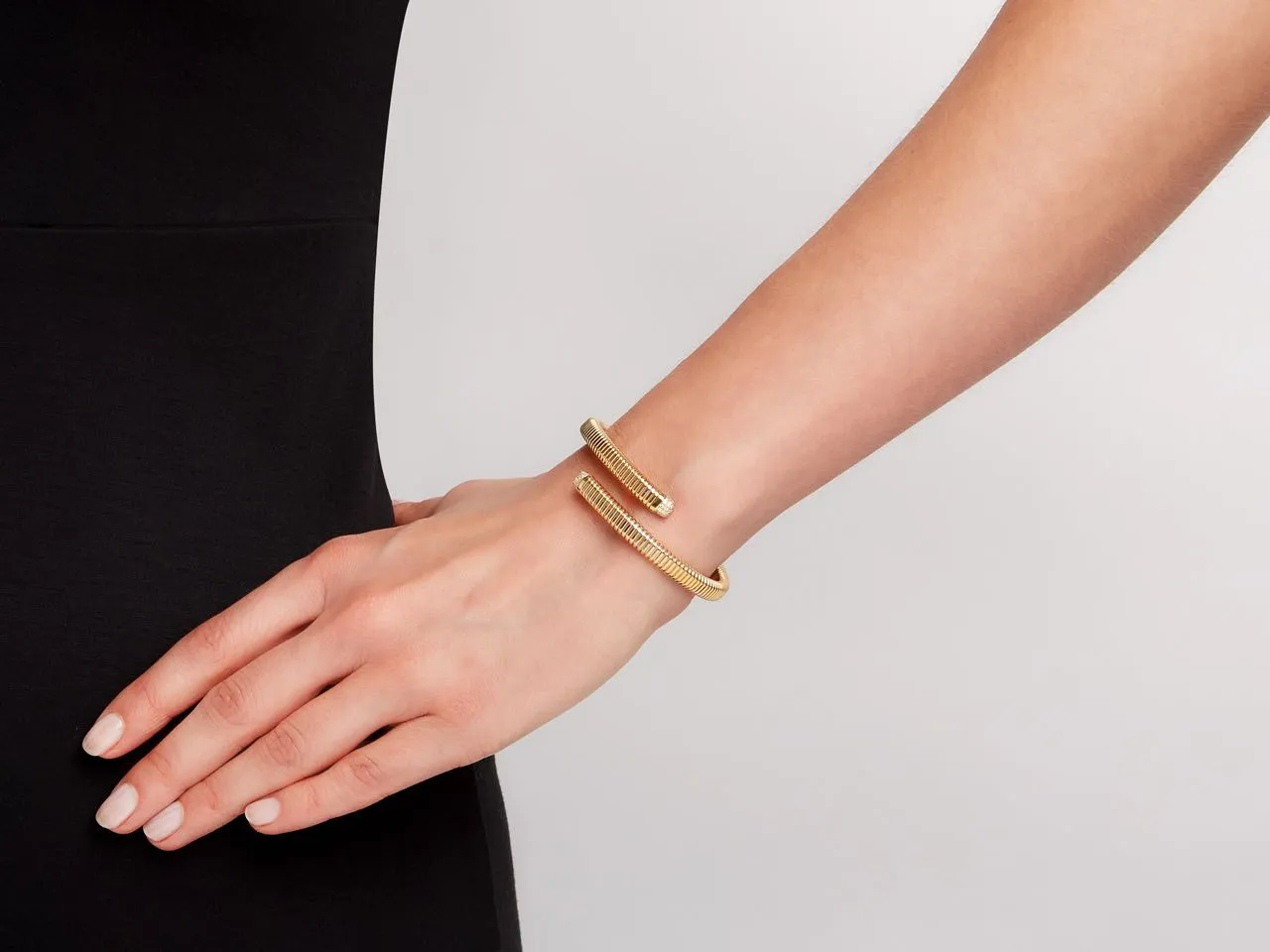 Tubogas Diamond Bypass Bracelet in 18K Gold, by Beladora