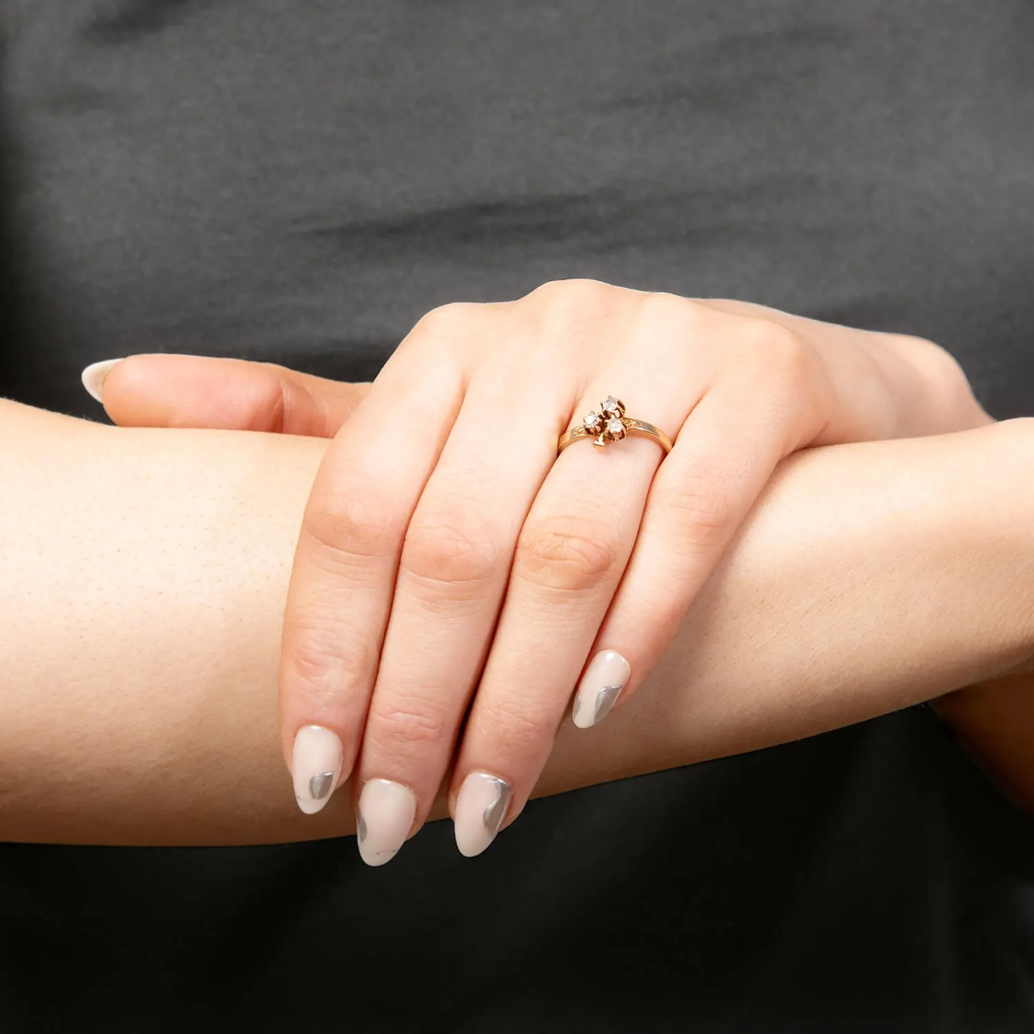 Victorian 14k Diamond Trefoil Ring