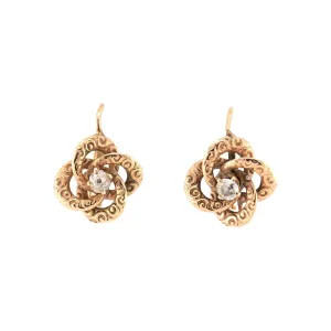 Victorian 14k Repousse Love Knot Motif Earrings