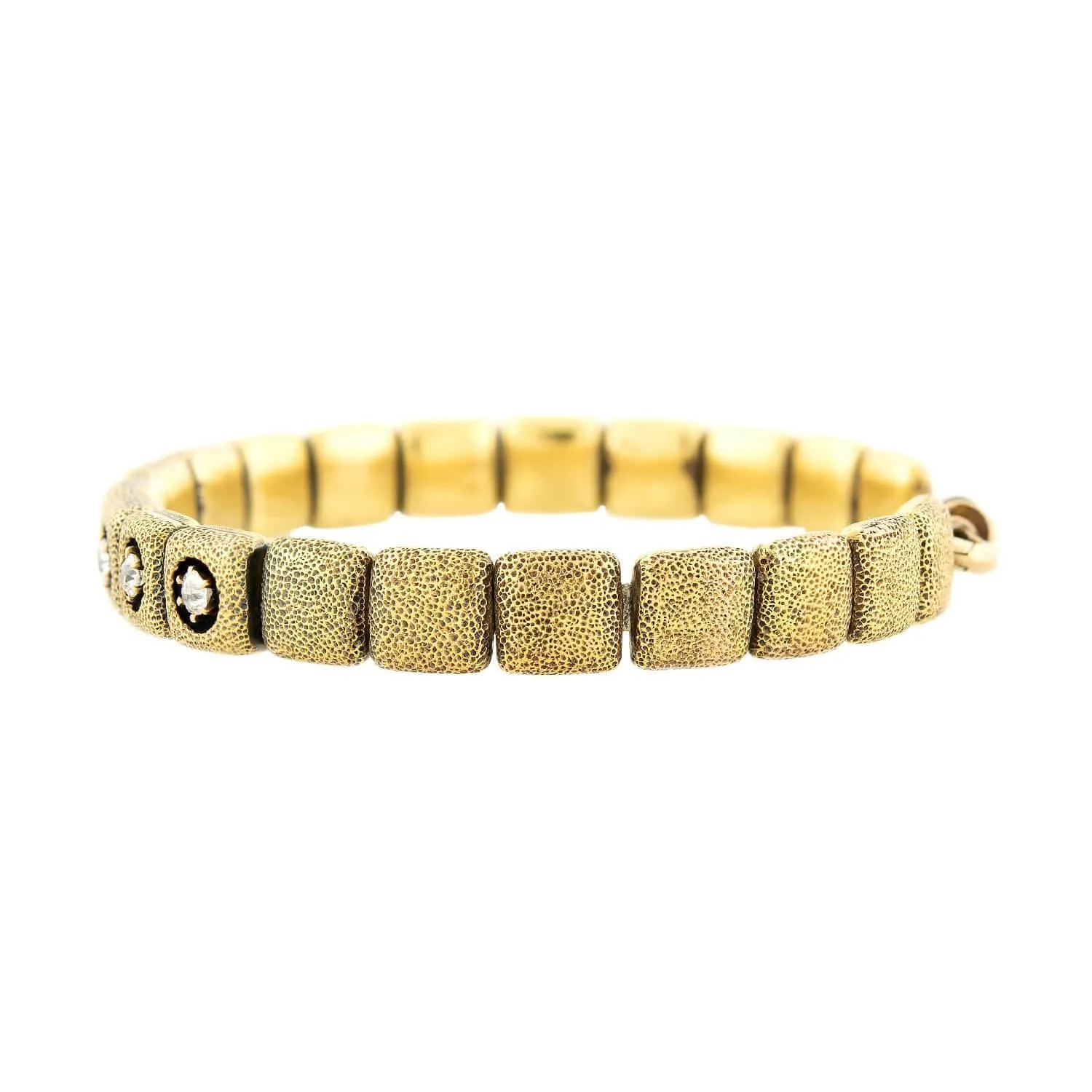 Victorian 15K Diamond Button Stretch Bracelet (On Hold)