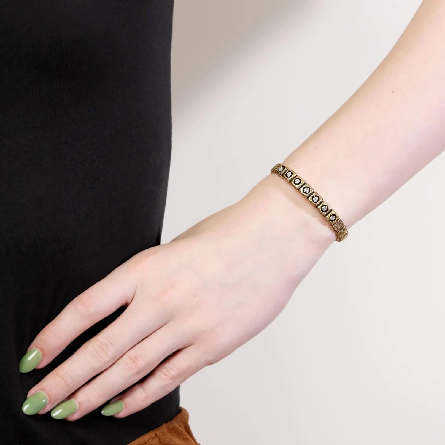 Victorian 15K Diamond Button Stretch Bracelet (On Hold)