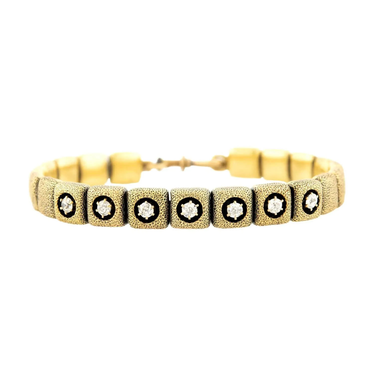 Victorian 15K Diamond Button Stretch Bracelet (On Hold)
