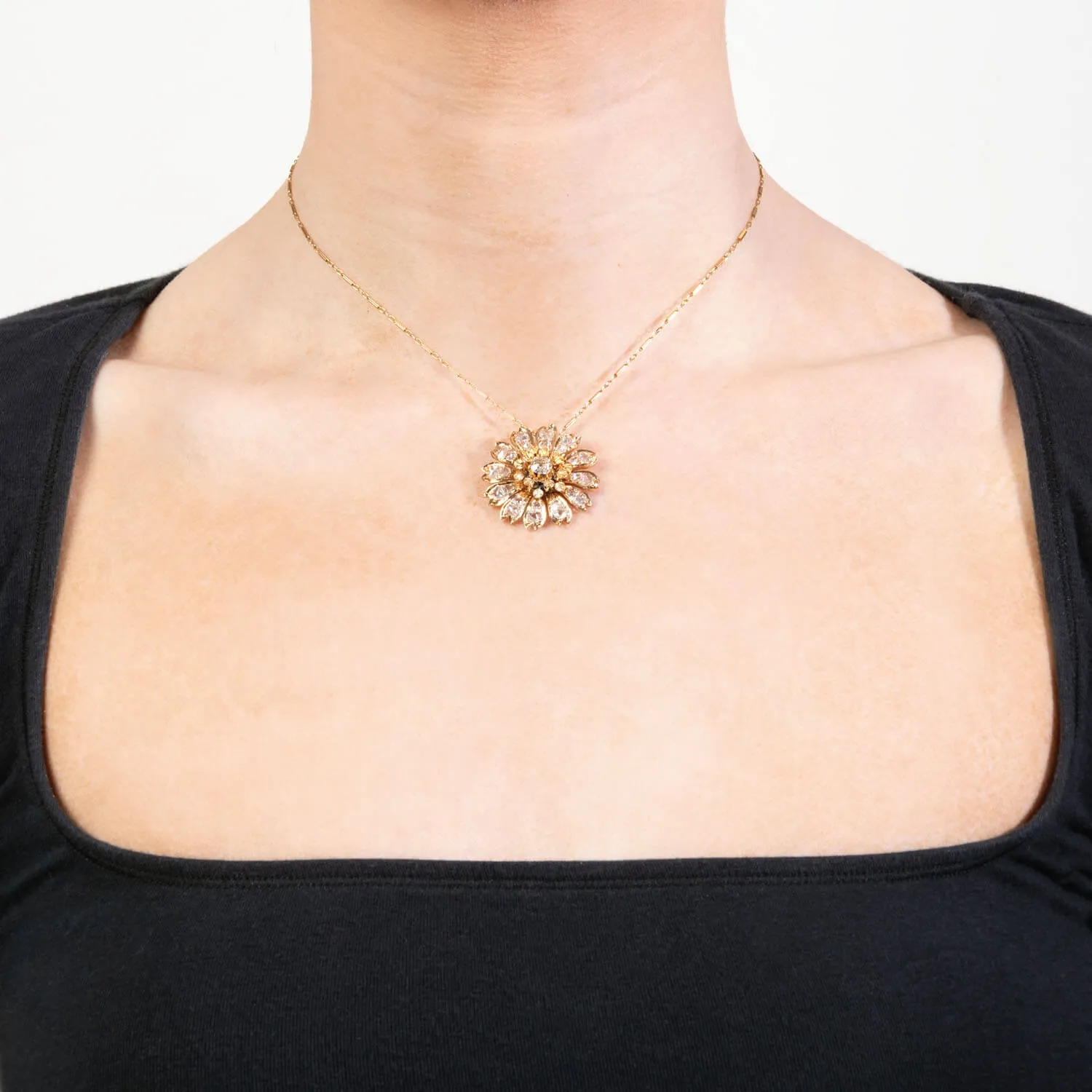 Victorian 18k Diamond Floral Motif Pendant