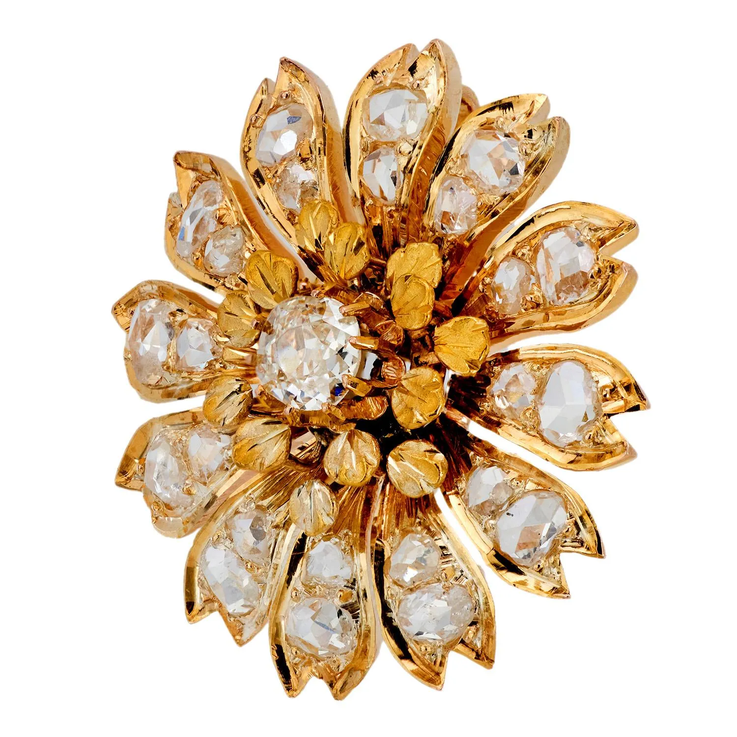 Victorian 18k Diamond Floral Motif Pendant