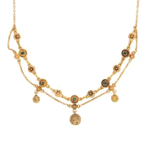 Victorian Italian 18k Multi-Stone Festoon Necklace