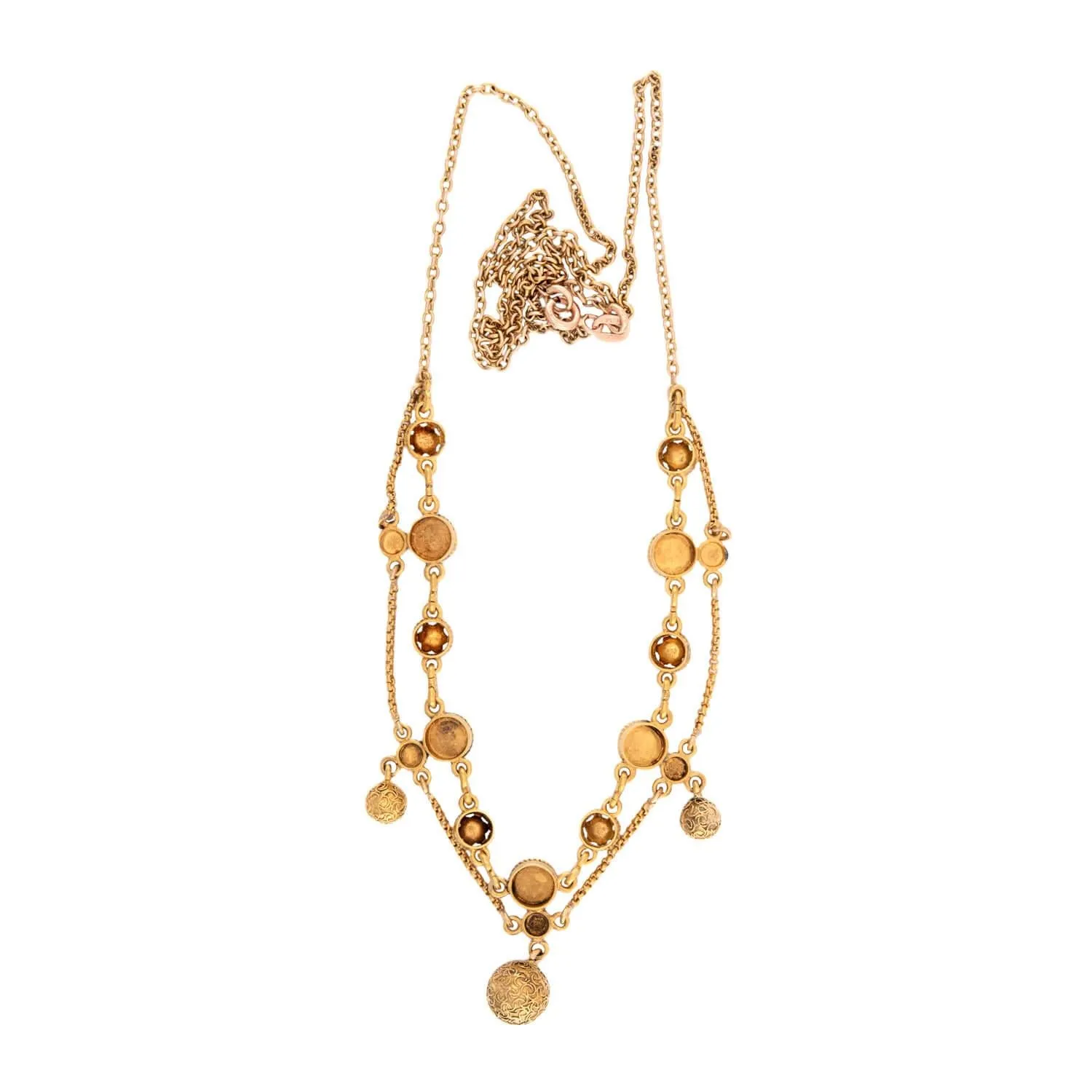 Victorian Italian 18k Multi-Stone Festoon Necklace