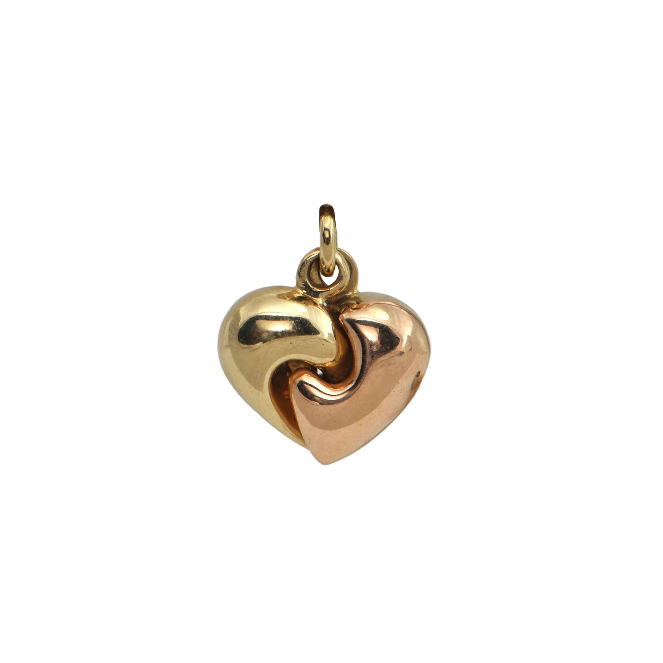 Vintage 18K Rose and Yellow Gold Heart Pendant/Charm