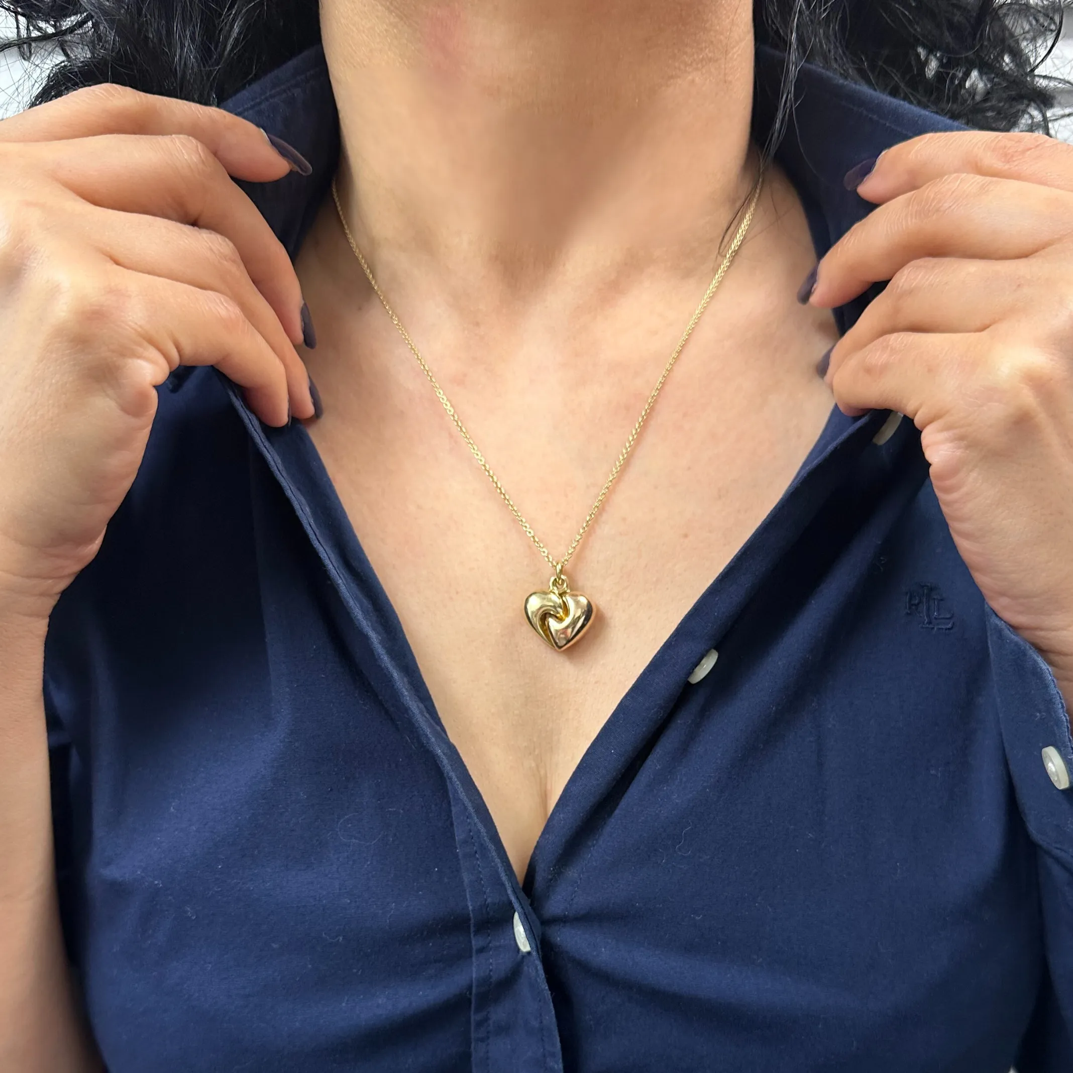 Vintage 18K Rose and Yellow Gold Heart Pendant/Charm
