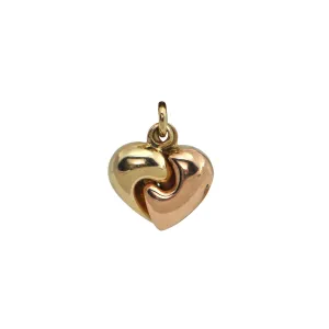 Vintage 18K Rose and Yellow Gold Heart Pendant/Charm