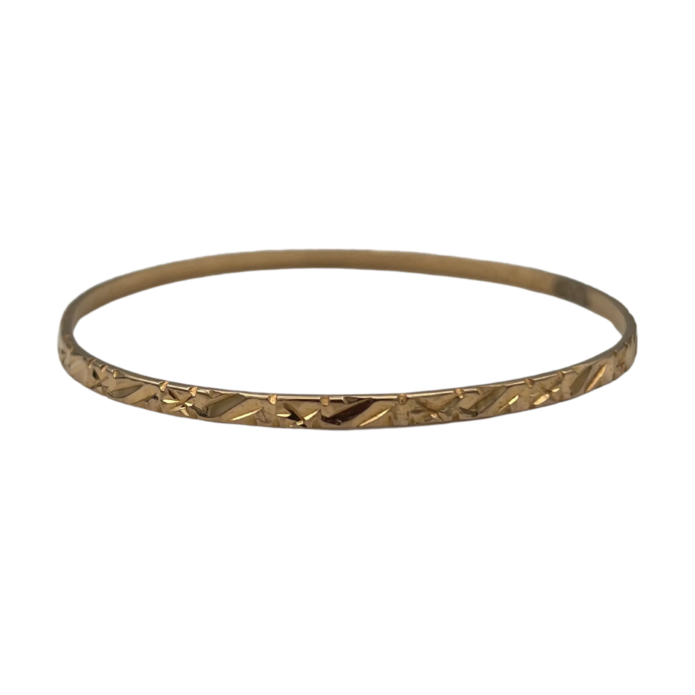 Vintage 18k solid gold Bangle with hand engraved motif