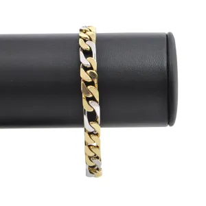 Vintage 18K Solid Two Toned Gold Curb Link Bracelet
