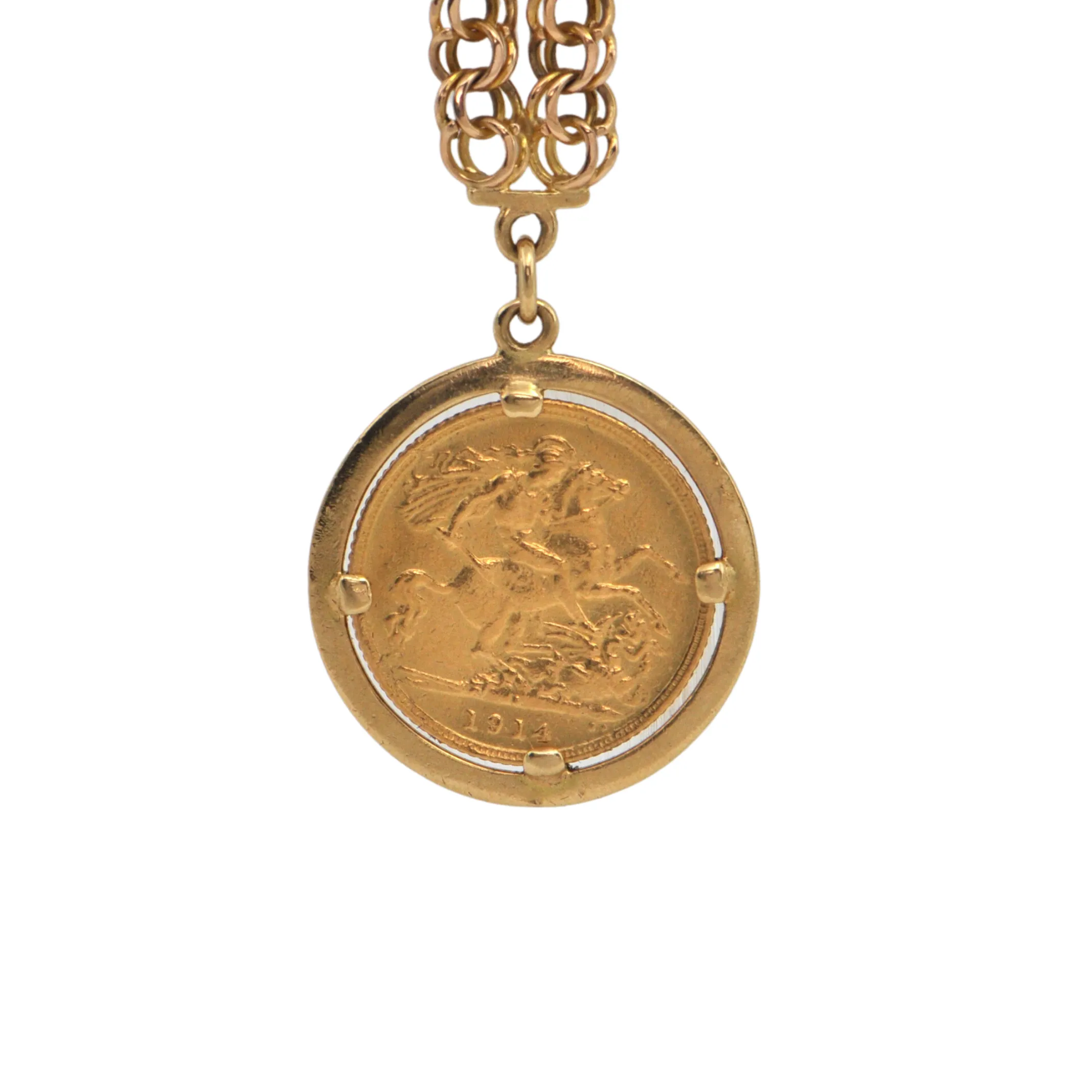 Vintage 22k Gold Coin and 18K Gold Carabiner Charm Holder
