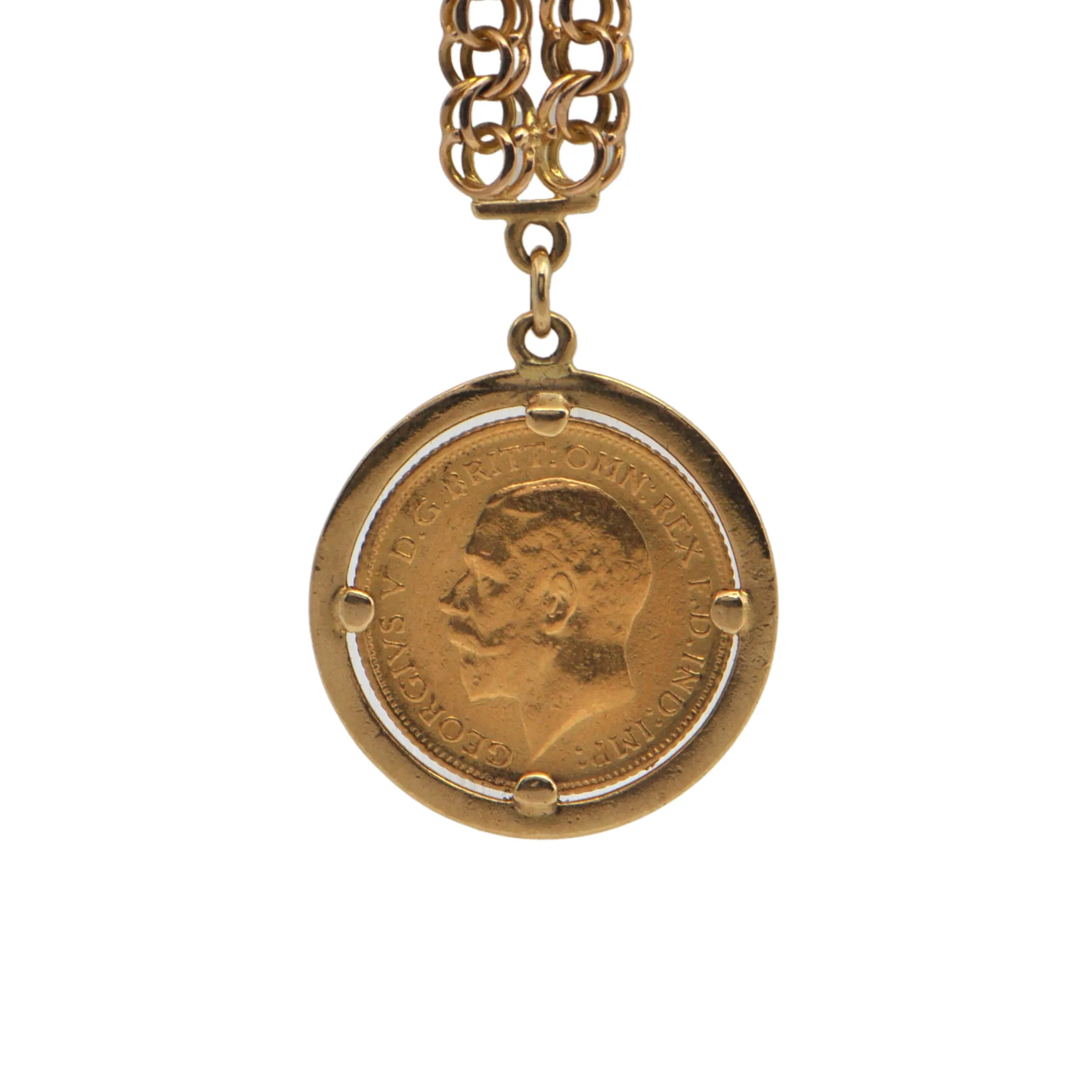 Vintage 22k Gold Coin and 18K Gold Carabiner Charm Holder