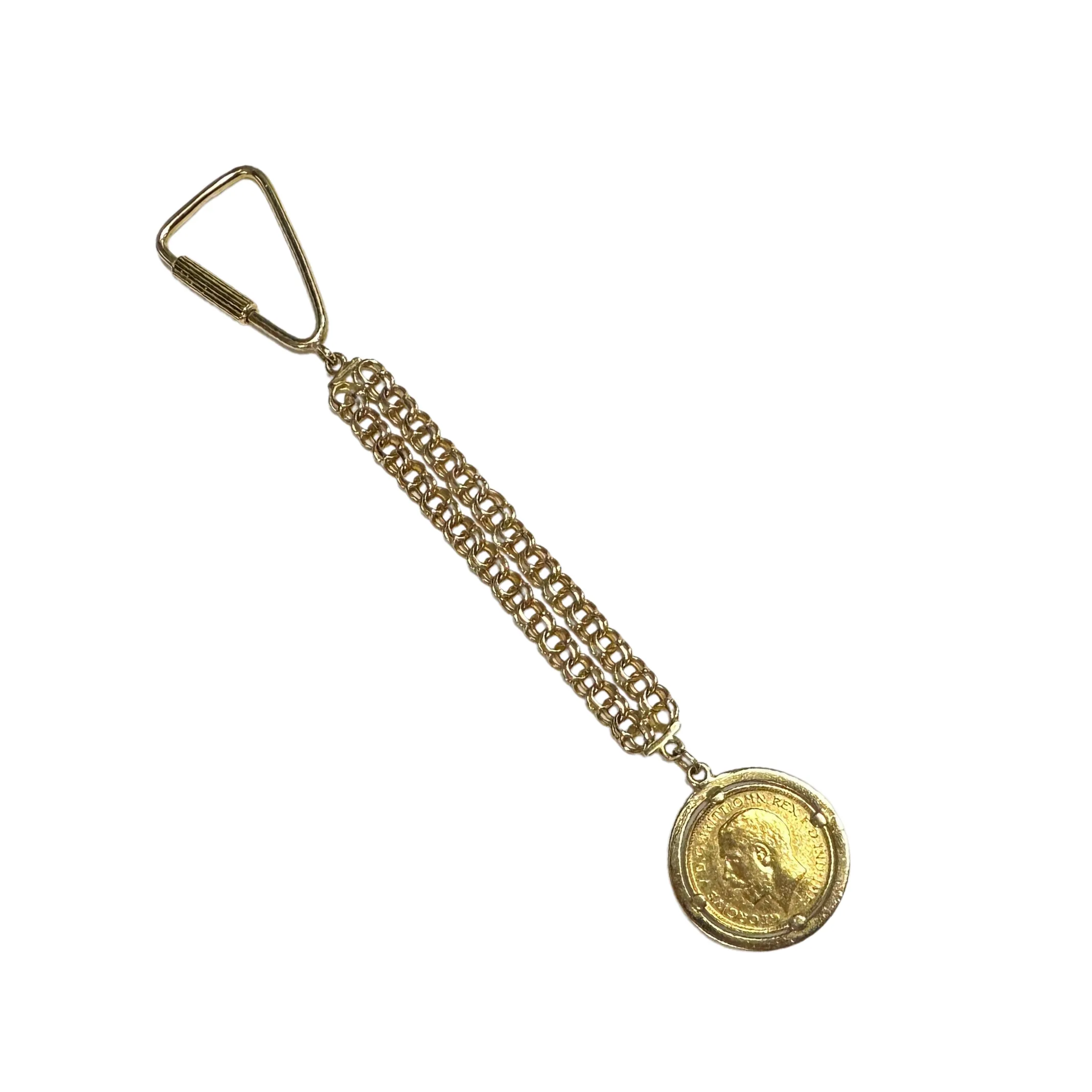 Vintage 22k Gold Coin and 18K Gold Carabiner Charm Holder