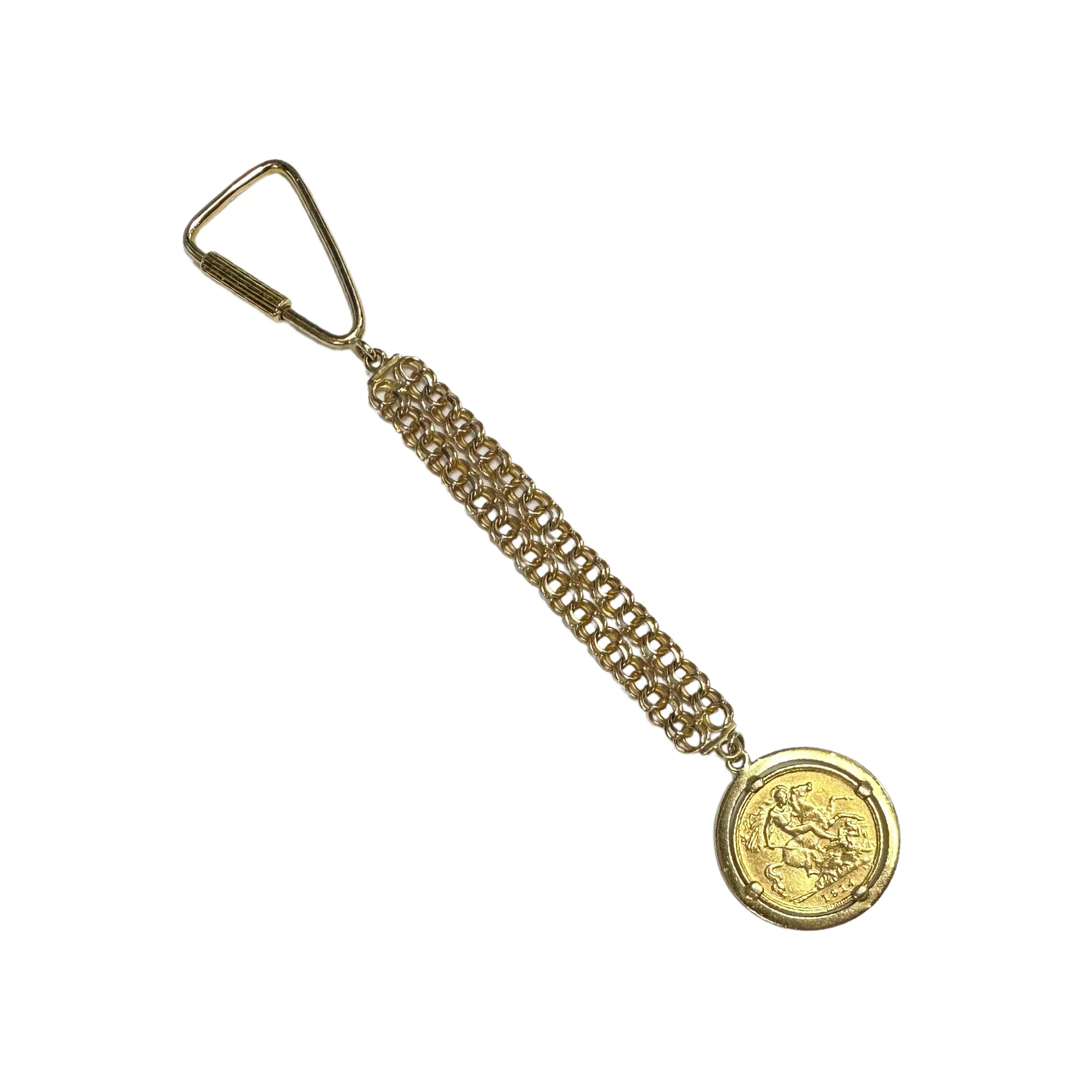 Vintage 22k Gold Coin and 18K Gold Carabiner Charm Holder