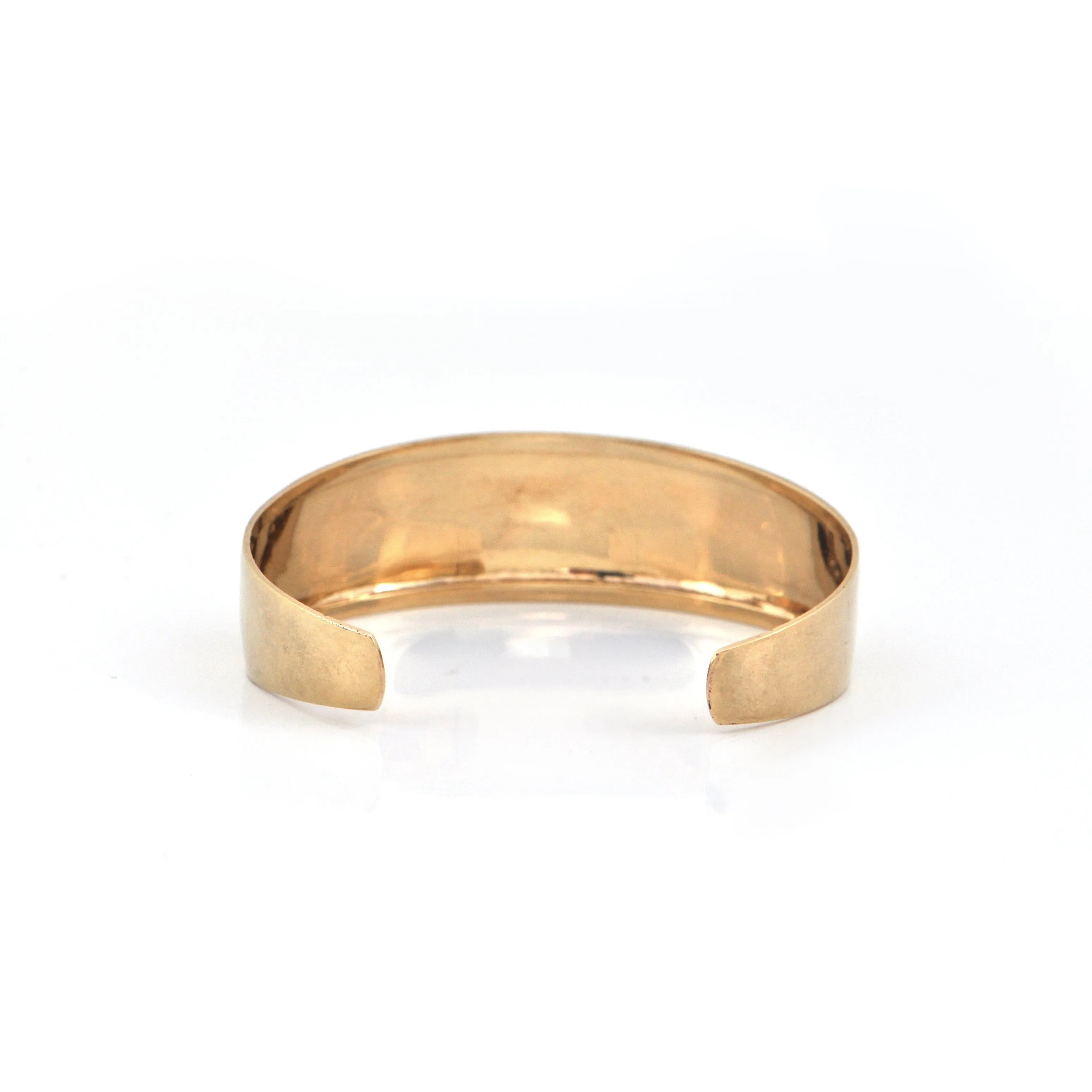 Vintage Brushed 18K Yellow Gold Child's Cuff Bracelet with Leaf Engraving