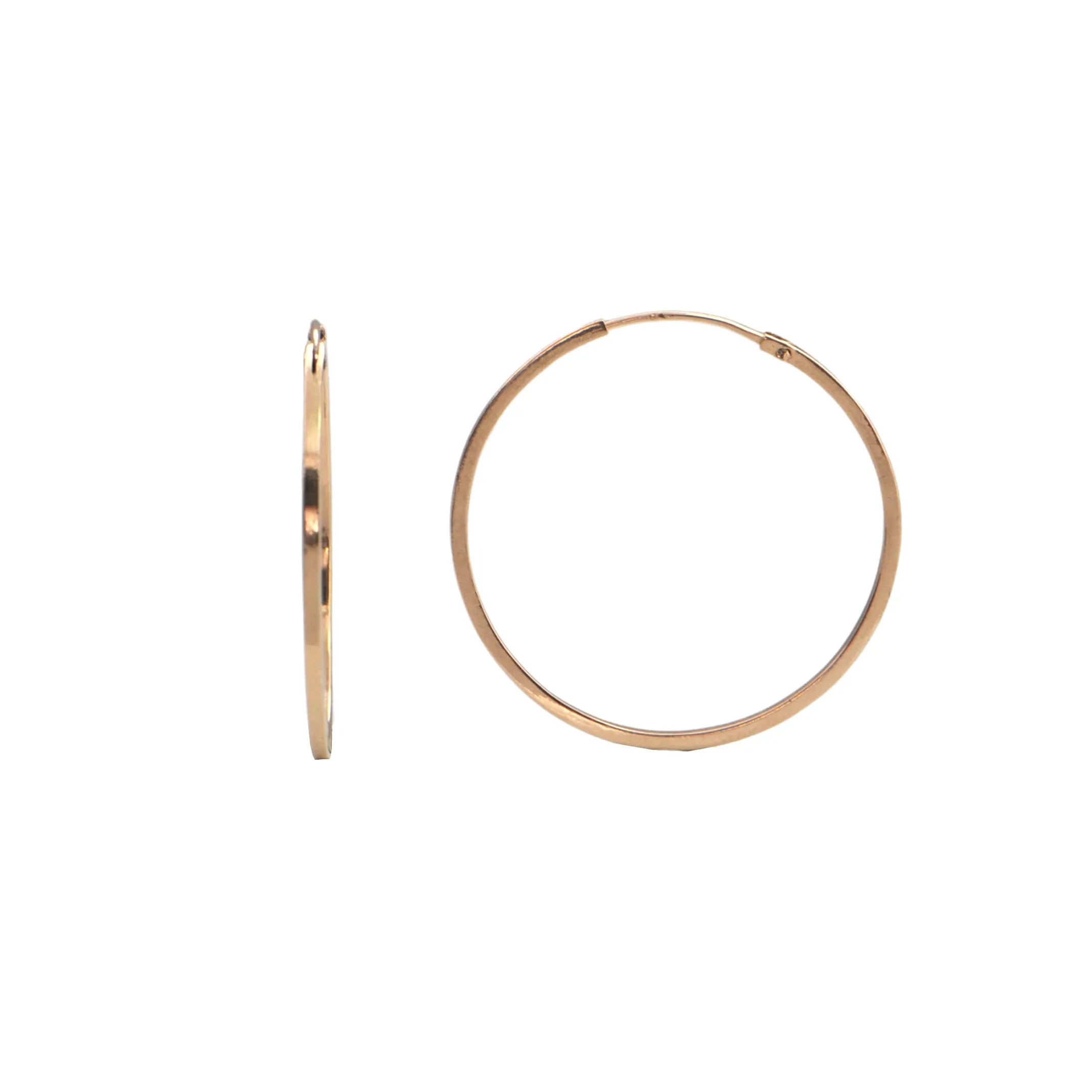 Vintage Hollow 14K Rose Gold Round Hoop Earrings