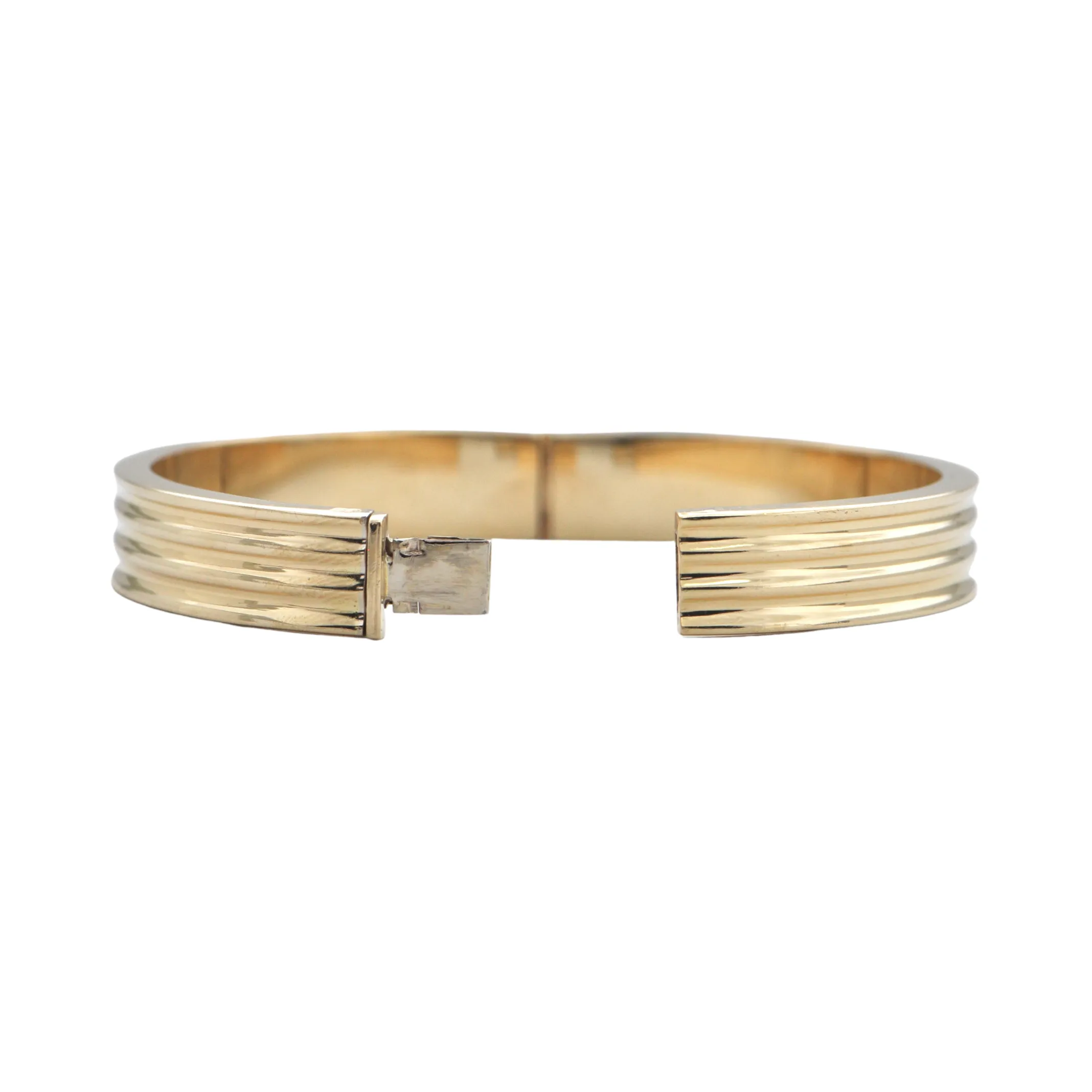Vintage Italian 14K Gold Hinged Bangle Bracelet
